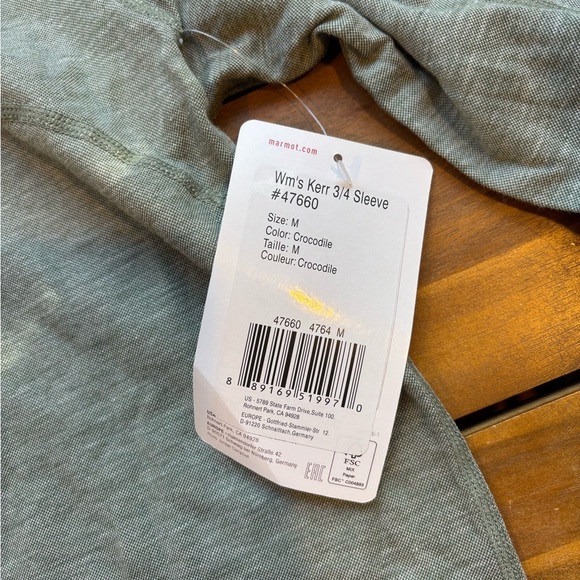 NWT Marmot Women's Kerr 3/4 Sleeve Top Green Size M - Picture 6 of 7